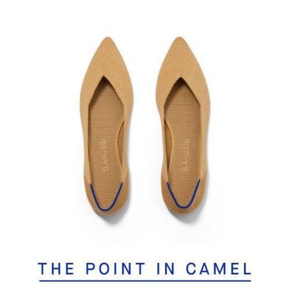 NEW Rothy’s The Point Camel 9 Pointed Toe Slip On Flats Tan Comfortable Flats - Picture 1 of 7